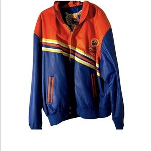 Blue/Orange NASCAR Jeff Hamilton Racing Tide  100%Leather JacketXL